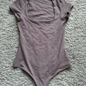 Free People Clean Lines Brown Square Neck Bodysuit